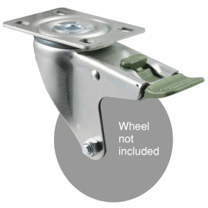 M Series, North American (NA) swivel plate zinc fork, direction lock for a 100mm diameterwheel.