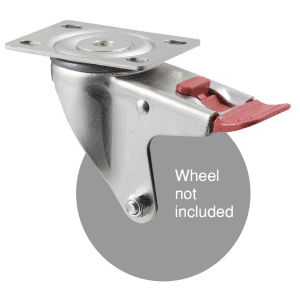 M Series, North American (NA) swivel plate zinc fork with total brake for a 100mm diameter wheel.