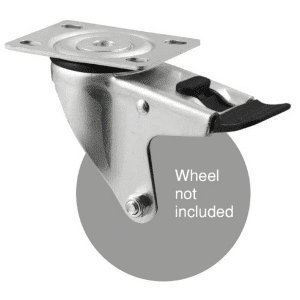 M Series, North American (NA) swivel plate zinc fork with total brake, black seal & pedal for a 100mm wheel.