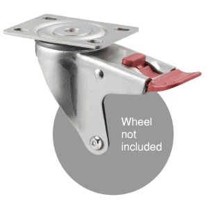 M Series, North American (NA) swivel plate zinc fork with total brake for a 100mm diameter wheel.