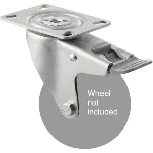 M Series, North American (NA) swivel plate zinc fork with total brake for a 100mm diameter wheel.