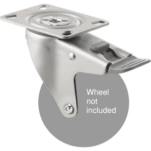 M Series, North American (NA) swivel plate zinc fork with total brake for a 100mm diameter wheel.