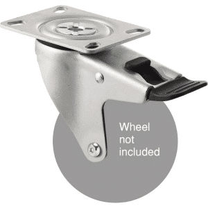 M Series, swivel plate zinc, total brake, black seal & pedal, Chicago screw, 100mm wheel.