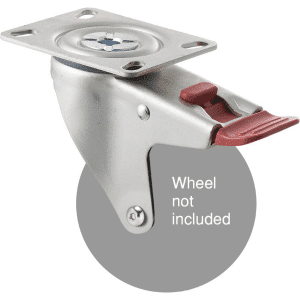 M Series, swivel plate zinc, total brake, Chicago screw axle for a 100mm wheel.
