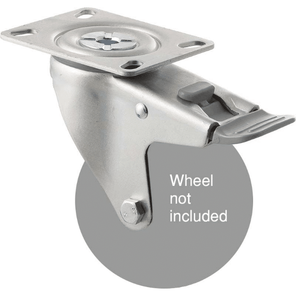 M Series, swivel plate zinc fork with total brake, grey sealand pedal