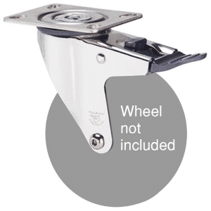 M Deluxe decorative chrome- plated swivel ISO plate fork, Bluestone pedal/seal for 125mm wheel.