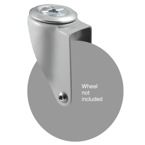 M Series powder-coat zinc- plated swivel bolt hole fork for a 125mm wheel.