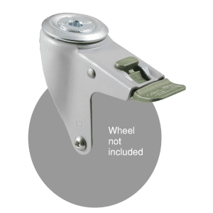 M Series powder-coat zinc- plated swivel bolt hole fork, direction lock for a 125mm wheel.