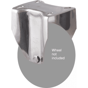 M Series stainless steel (grade 304), fixed plate fork, hex bolt axle for a 125mm wheel.