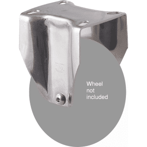 M Series stainless steel (grade 304), fixed plate fork, Chicago screw for a 125mm wheel.