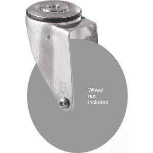 M Series stainless steel (grade 304), swivel bolt hole fork, Chicago screw for 125mm wheel.