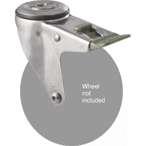 M Series stainless steel (grade 304), swivel bolt hole fork, direction lock for 125mm wheel.