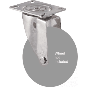 M Series stainless steel (grade 304), swivel plate fork, hex bolt for 125mm wheel.
