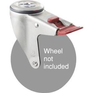 M Series, swivel bolt hole zinc fork with total brake, Chicago screw axle for a 125mm wheel.