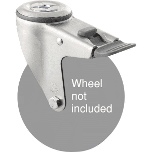 M Series, swivel bolt hole zinc fork with total brake, grey seal for a 125mm wheel.