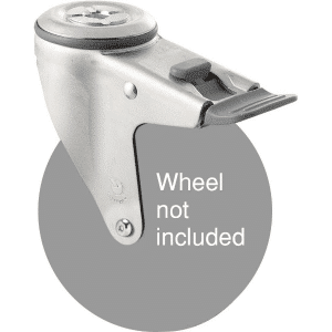M Series, swivel bolt hole zinc fork with total brake, Chicago screw axle, grey seal for a 125mm wheel.