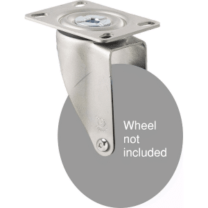 M Series, swivel ISO plate zinc fork, Chicago screw axle, black seal for a 125mm wheel.