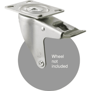 M Series, swivel ISO plate zinc fork, direction lock, Chicago screw axle for a 125mm wheel.
