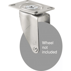 M Series, swivel ISO plate zinc fork, Chicago screw axle, grey seal for a 125mm wheel.