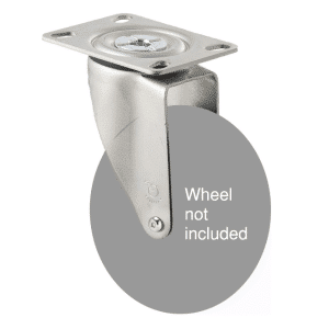 M Series, swivel North American (NA) plate zinc fork for a 125mm wheel, black seal & pedal, Chicago screw axle.