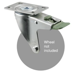 M Series, swivel North American (NA) plate, direction lock, zinc fork for a 125mm wheel.