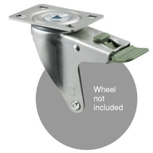 M Series, swivel North American (NA) plate, direction lock, Chicago screw axle, zinc fork for a 125mm wheel.