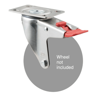 M Series, swivel North American (NA) plate, total brake, zinc fork for a 125mm wheel.