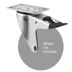 M Series, swivel North American (NA) plate, total brake, zinc fork, black seal & pedal for a 125mm wheel.