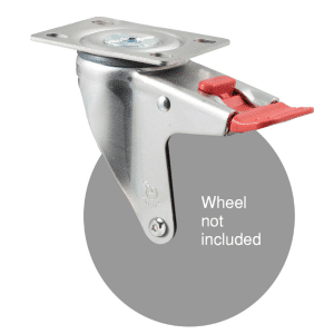 M Series, swivel North American (NA) plate, total brake, zinc fork, Chicago screw axle for a 125mm wheel.