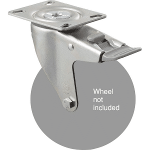 M Series, swivel plate, total brake, zinc fork for a 125mm wheel, grey seal & pedal.