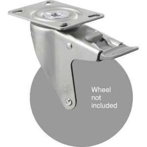 M Series, swivel plate, total brake, zinc fork for a 125mm wheel, grey seal & pedal, Chicago screw axle.