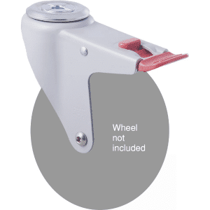 M Series powder-coated fork (corrosion-resistant), swivel bolt hole, total brake for a 150mm wheel.