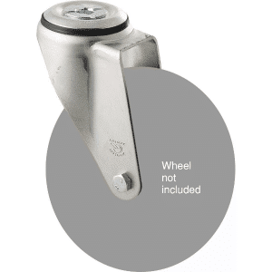 M Series, swivel bolt hole zinc fork for a 150mm wheel, black seal.