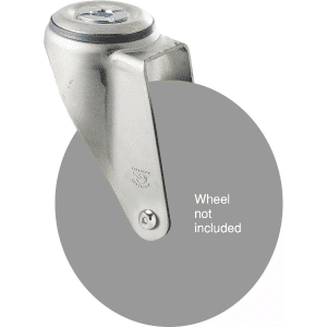 M Series, swivel bolt hole zinc fork for a 150mm wheel, Chicago screw axle.