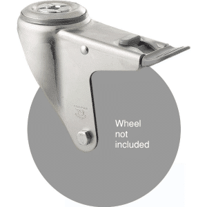 M Series, swivel bolt hole zinc fork with total brake for a 150mm wheel, grey seal & pedal.