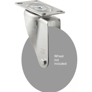 M Series ISO swivel plate zinc fork for a 150mm wheel, black seal.