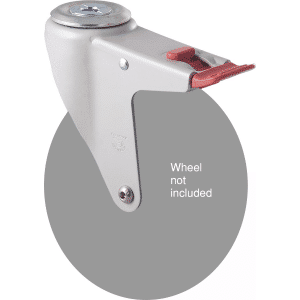 M Series powder-coated fork (corrosion-resistant), swivel bolt hole, total brake for a 175mm x 28mm wheel.
