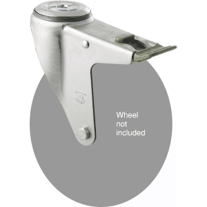 M Series, swivel bolt hole zinc fork, direction lock for a 175mm x 28mm wheel.