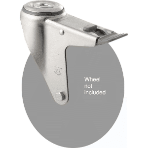 M Series, swivel bolt hole zinc fork with total brake for a 175mm x 28mm wheel, grey seal & pedal.