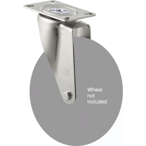 M Series ISO swivel plate zinc fork for a 175mm x 28mm wheel, black seal.