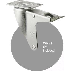 M Series North American (NA) swivel plate zinc fork for a 175mm x 28mm wheel, direction lock, Chicago screw axle.
