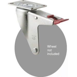 M Series North American (NA) swivel plate zinc fork for a 175mm x 28mm wheel, total brake, self-aligning.