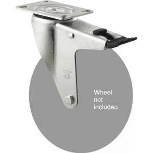 M Series North American (NA) swivel plate zinc fork for a 175mm x 28mm wheel, total brake, self-aligning, black seal & pedal.