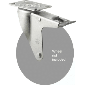 M Series North American (NA) swivel plate zinc fork for a 175mm x 28mm wheel, total brake, self-aligning, grey seal & pedal.