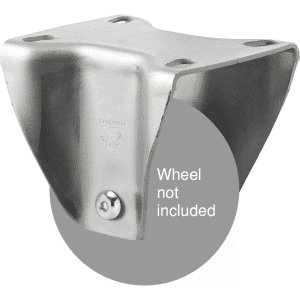 M Series fixed plate zinc fork, Chicago screw axle for a 75mm x 28mm wheel.