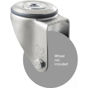 M Series, swivel bolt hole zinc fork for a 75mm x 28mm wheel.