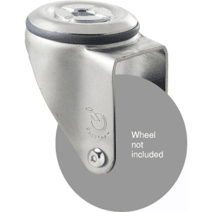 M Series, swivel bolt hole zinc fork for a 75mm x 28mm wheel, Chicago screw axle.