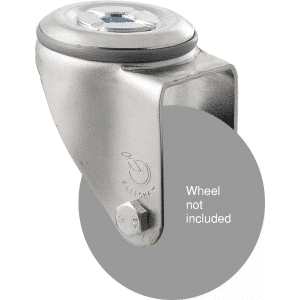 M Series, swivel bolt hole zinc fork for a 75mm x 28mm wheel, grey seal.
