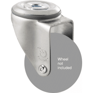 M Series, swivel bolt hole zinc fork for a 75mm x 28mm wheel, grey seal, Chicago screw axle.