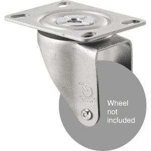 M Series North American (NA) swivel plate zinc fork for a 75mm x 28mm wheel, black seal, Chicago screw axle.